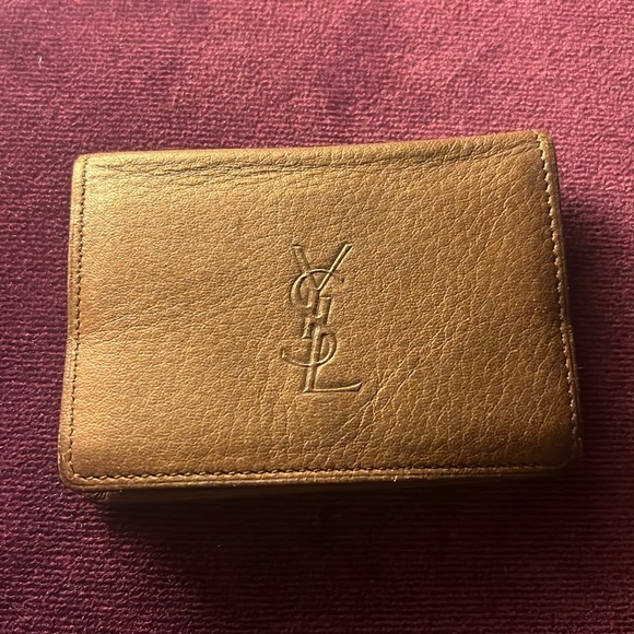 YSL VINTAGE CHOCOLATE BROWN LEATHER CASH/CARD WALLET W/ BACK SLOT🤎